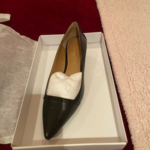 Calvin Klein Griselda leather tonal stud kitten heels.